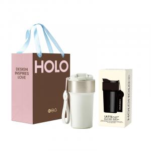 HOLOHOLO Термокружка для кофе 316L нержавеющая сталь, керамическое покрытие серый, белый 500мл