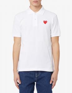 Рубашка поло с короткими рукавами и маленьким сердечком Comme des Garçons Play, белый
