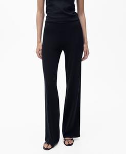 Женские брюки из тонкого трикотажа с широкими штанинами MANGO, Dark Navy