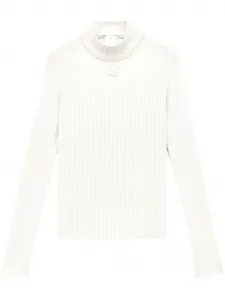 Джемпер в рубчик с высоким воротником Courrèges, белый