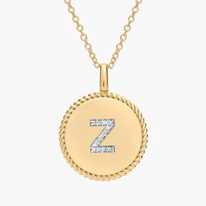 Подвеска с инициалом в виде буквы Z из желтого золота 14 карат с бриллиантами Blue Nile