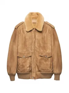 Замшевая бомберы Prada, коричневый