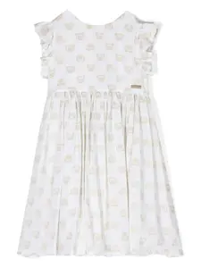 Платье с принтом Teddy Bear Moschino Kids, белый