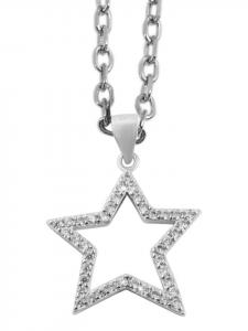Adeliás Женский кулон - подвеска в виде звезды из серебра 925 пробы с фианитами в серебре