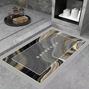 Dajiang Ковер 80х120 см из мягкого ПВХ, нескользящий, быстро сохнущий, для ванной/кухни/прихожей, цвет Gilded Gray Square