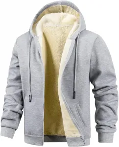 Мужская зимняя толстая флисовая худи на молнии