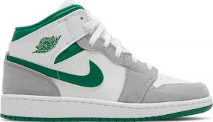 Кроссовки Air Jordan 1 Mid SE GS Grey Pine Green, белый