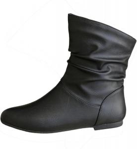 Ботинки для женщин, Ботильоны Женские, Повседневные короткие винтажные плоские туфли с поддержкой для осени и зимы Generic, Black-D