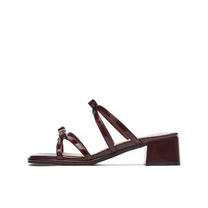 15 MINS Красные женские тапочки-шлепанцы из кожи пэчворк бесшумные, цвет Red