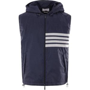 THOM BROWNE Полосатая стеганая худи с молнией, Dark Blue