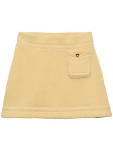 Prada мини-юбка из кашемира с треугольным логотипом, желтый