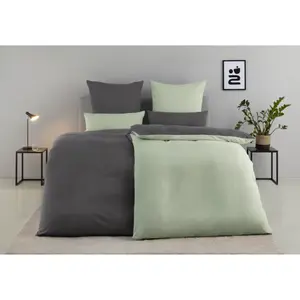 Двустороннее постельное белье мой дом «DESNER2», премиум качества, очень мягкое, однотонное, размером 135х200 см My Home, цвет anthrazit/seegrün