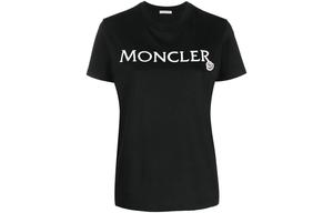 Футболка из хлопка с вышитым логотипом Moncler, черная