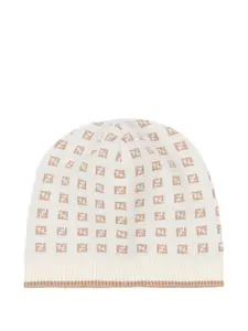 Шапка с монограммным узором Fendi Kids, белый