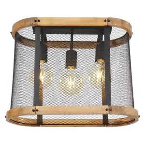 Потолочный светильник JEANIE E27 1 шт. Потолочная лампа/дерево/черный/гостиная/металлическая сетка Globo Lighting, черный