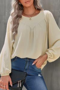 Рубашка с круглым вырезом и цельными длинными рукавами-фонариками TRUEDAMES, бежевый