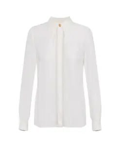 Блузка из жоржета с вышивкой из органзы. Elisabetta Franchi, бежевый