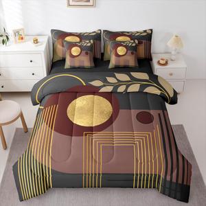 Erosebridal Бохо Мид Сенчури Комплект постельного белья Темно-коричневый Геометрический Абстрактный Минималистичный, Dark Brown