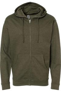 Independent Trading Co. Толстовка средней плотности с капюшоном и застежкой-молнией, цвет army heather