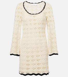 Рианнон мини-платье из хлопка с ажурным узором Zimmermann, Cream/Black