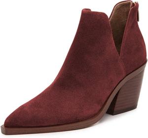 Женские ботильоны YDN с модной высокой платформой, средней высоты каблуками, заостренным носком, замшевые с V-образным вырезом сзади и молнией, Wine Red