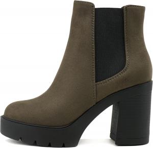 Soda EDITOR ~ Женские ботильоны Челси на высоком каблуке с толстой подошвой и двойной эластичной вставкой, Forest Imit Suede
