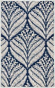 Ковер SAFAVIEH, 153 x 153 см, Capri Collection, Navy & Ivory, ручной работы из шерсти, идеален для помещений с высокой проходимостью в гостиной, спальне (CPR208N)