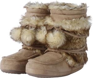 Мягкие тапочки для женщин, милые теплые домашние ботинки с помпонами, противоскользящие для дома Amzhom, Beige