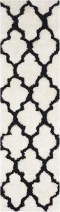 Ковер-дорожка SAFAVIEH, 69 x 244 см, Barcelona Shag Collection Ivory / Black BSG319C ручной работы с решетчатым узором