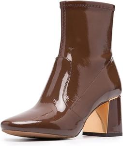 Женские ботильоны YDN с заостренным носком и высокой голенью, с металлическим массивным средним каблуком, боковой молнией, удобные формальные туфли размером 4-15 US, Brown