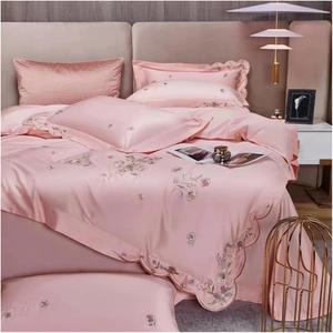 Generic Комплект постельного белья Princess с цветочной вышивкой из египетского хлопка жемчужно-белого цвета