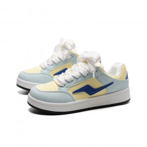 SHUMO Женские низкие кроссовки для скейтбординга Slip Resistant, легкие и дышащие, Blue Yellow