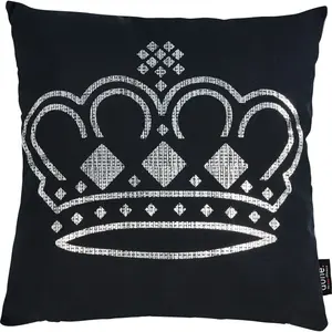 Done. декоративная подушка "Каменная корона", с аппликацией в виде короны, чехол без наполнителя, 1 шт 45х45 см, цвет silberfarben + bedruckt