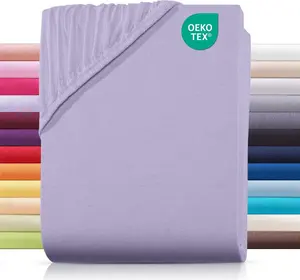 Простыня на резинке джерси 140х200 см из 100% хлопка, однотонная сиреневая Carpe Sonno