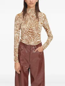 Футболка Elsi с принтом зебры и высоким воротом SAMSOE SAMSOE, коричневый