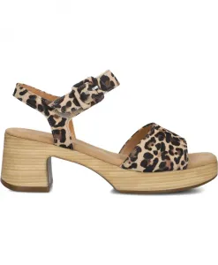 Коричневые сандалии на массивном каблуке Gabor, мультиколор