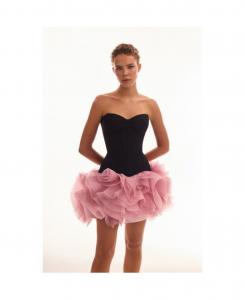 Женская танцевальная мини-юбка с присборенными цветочными аппликациями Milla, Pink