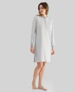Длинная женская ночная рубашка с узором Lohe, серый