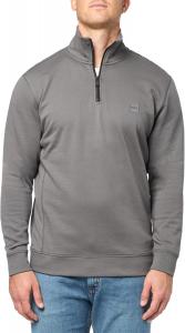 BOSS мужская толстовка с логотипом-аппликацией и молнией на четверть, Mushroom Grey