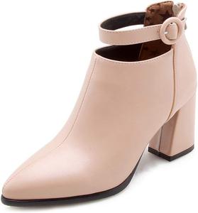 Женские ботильоны VOKLIN с заостренным носком, ремешком и молнией, челси, на массивном высоком каблуке, Beige Apricot