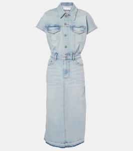 Джинсовое платье миди Ganni, цвет tint wash