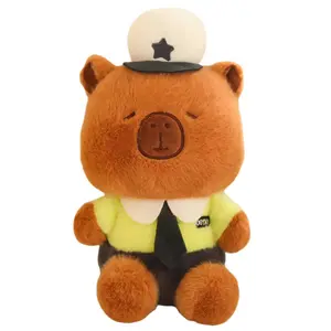 Милые и очаровательные плюшевые куклы капибары в полицейской форме высотой 25 см Handsome, зеленый