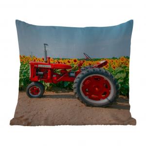 Подушка для улицы MuchoWow - Трактор - Красный - Подсолнух - Ферма - Цветы - 60x60 см - Устойчивость к атмосферным воздействиям - Подушка для отдыха - Чехлы для подушек - Декоративные чехлы для подушек - Декоративные чехлы для подушек, мультиколор