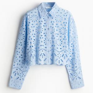 Рубашка H&M Eyelet Embroidered, голубой