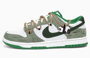 Nike Мужские низкие скейтбордистские кроссовки Dunk, черный с зелеными элементами