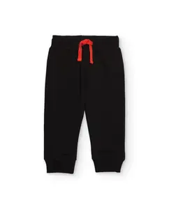 Черные велюровые брюки для мальчика с красным шнурком Tuc tuc