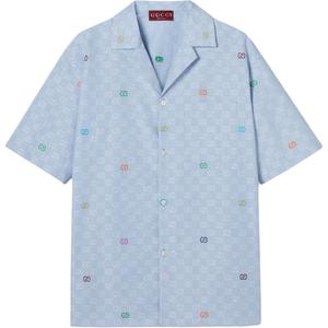 Полосатая хлопковая рубашка для боулинга GUCCI, белый