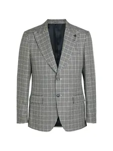 Пиджак с узором "гусиная лапка" на двух пуговицах Lardini, серый