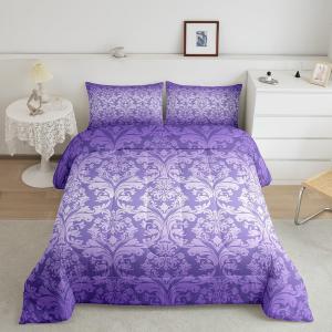 Erosebridal Богемский комплект постельного белья в викторианском стиле с готическим узором пайсли и экзотическими цветами, светлый фиолетовый, Light Purple