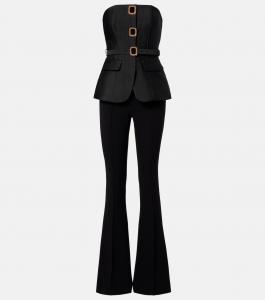 Расшитый безрукавный комбинезон из тафты Self-Portrait, черный